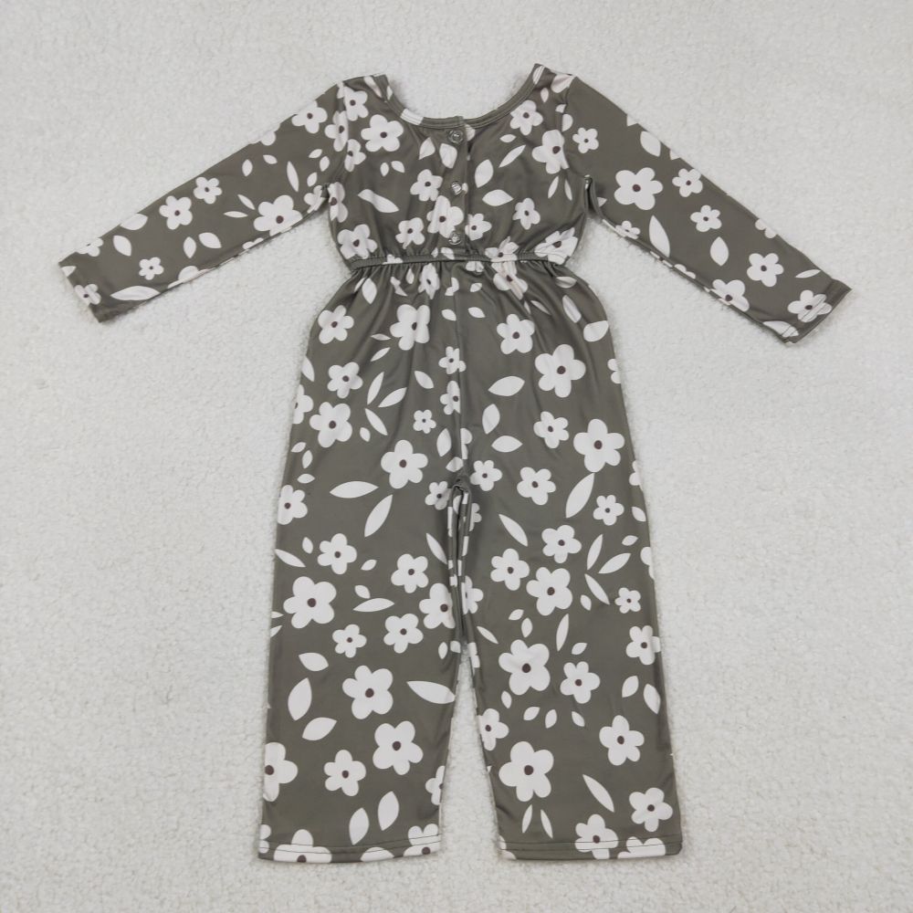 LR2828 Flowers leaves print long sleeve girl  jumpsuit