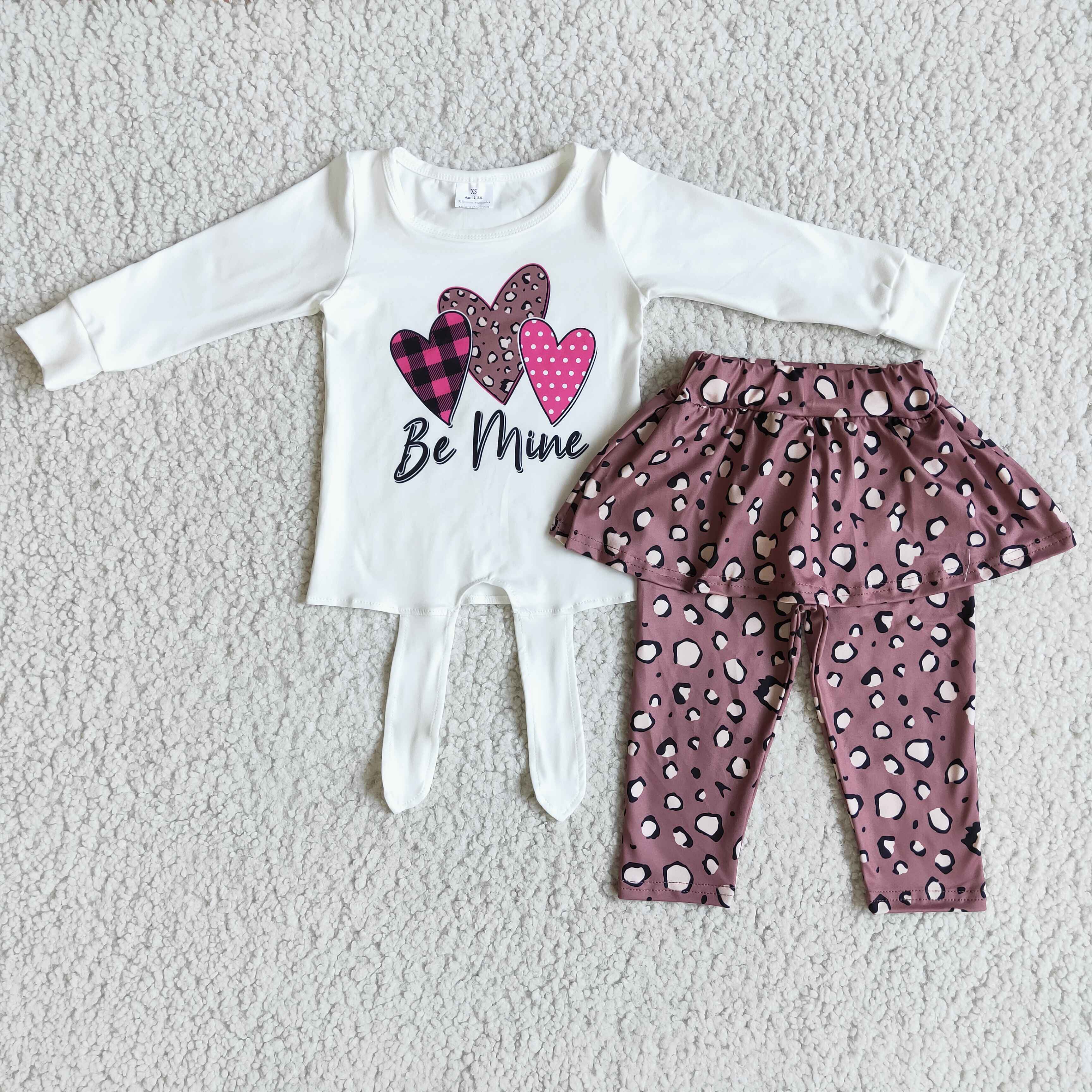 6 A25-28 Be mine valentine's heart girl long sleeve set