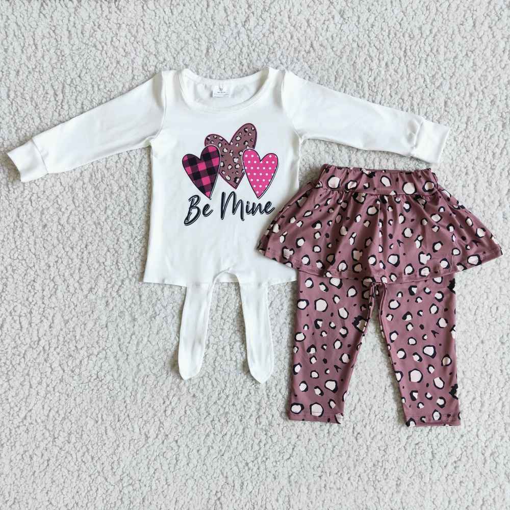 6 A25-28 Be mine valentine's heart girl long sleeve set