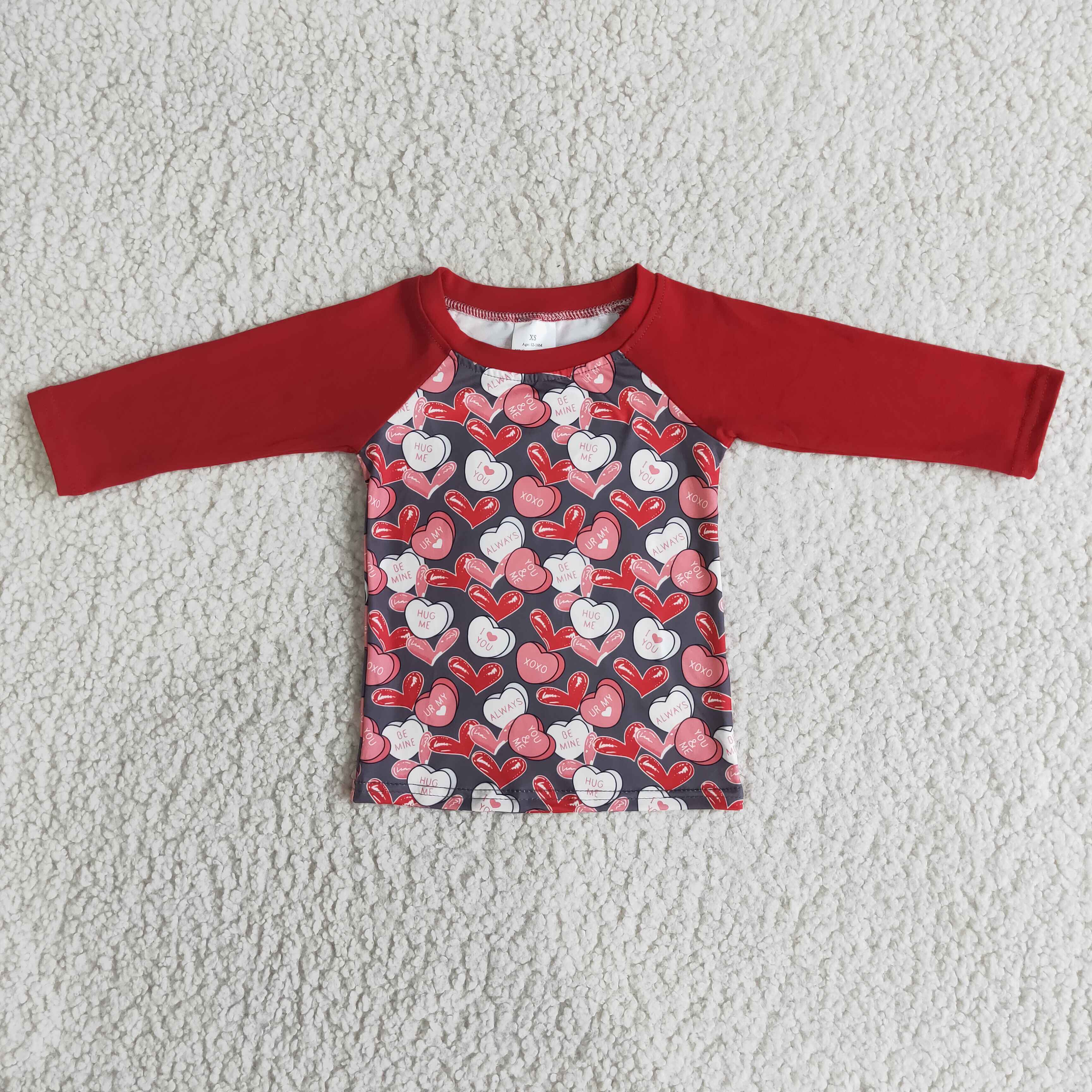 6 B3-4 girl Valentine's heart long sleeve top