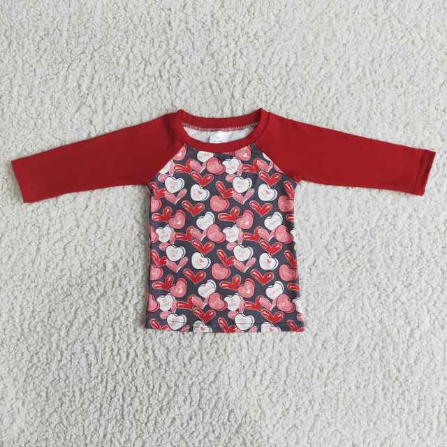 6 B3-4 girl Valentine's heart long sleeve top