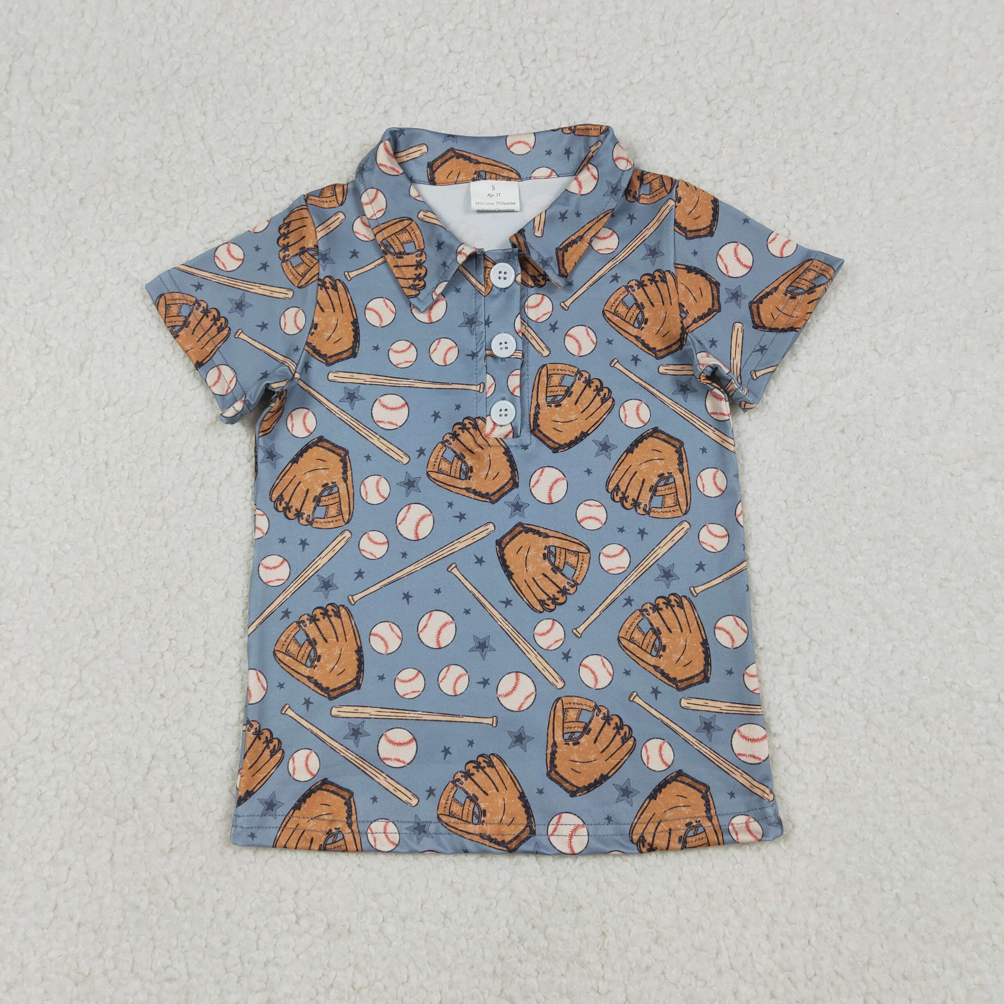 BT1581 Grey baseball glove short sleeve boy t-shirt