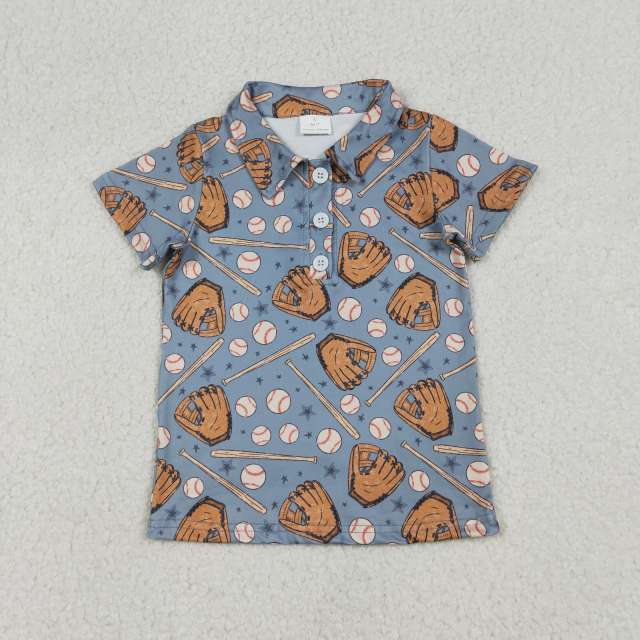 BT1581 Grey baseball glove short sleeve boy t-shirt