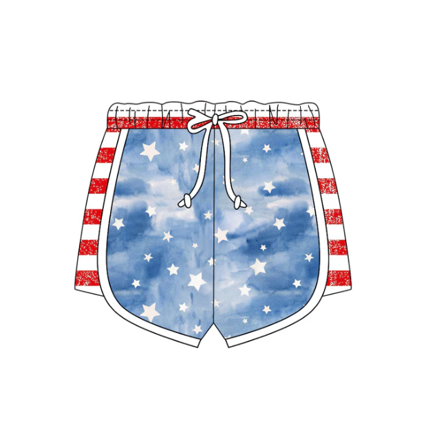 X12.26 Baby Girls Red Blue Stars Stripe 4th of July Shorts Bottom Preorder