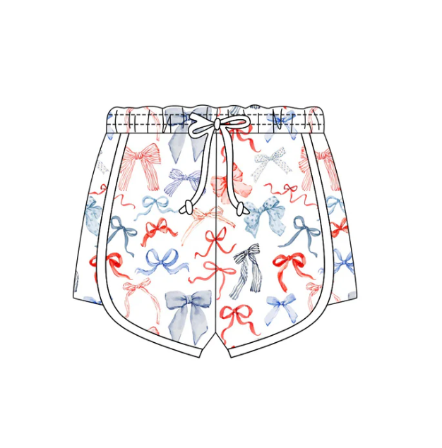 X12.26 Baby Girls Red Blue Bows 4th of July Shorts Bottom Preorde