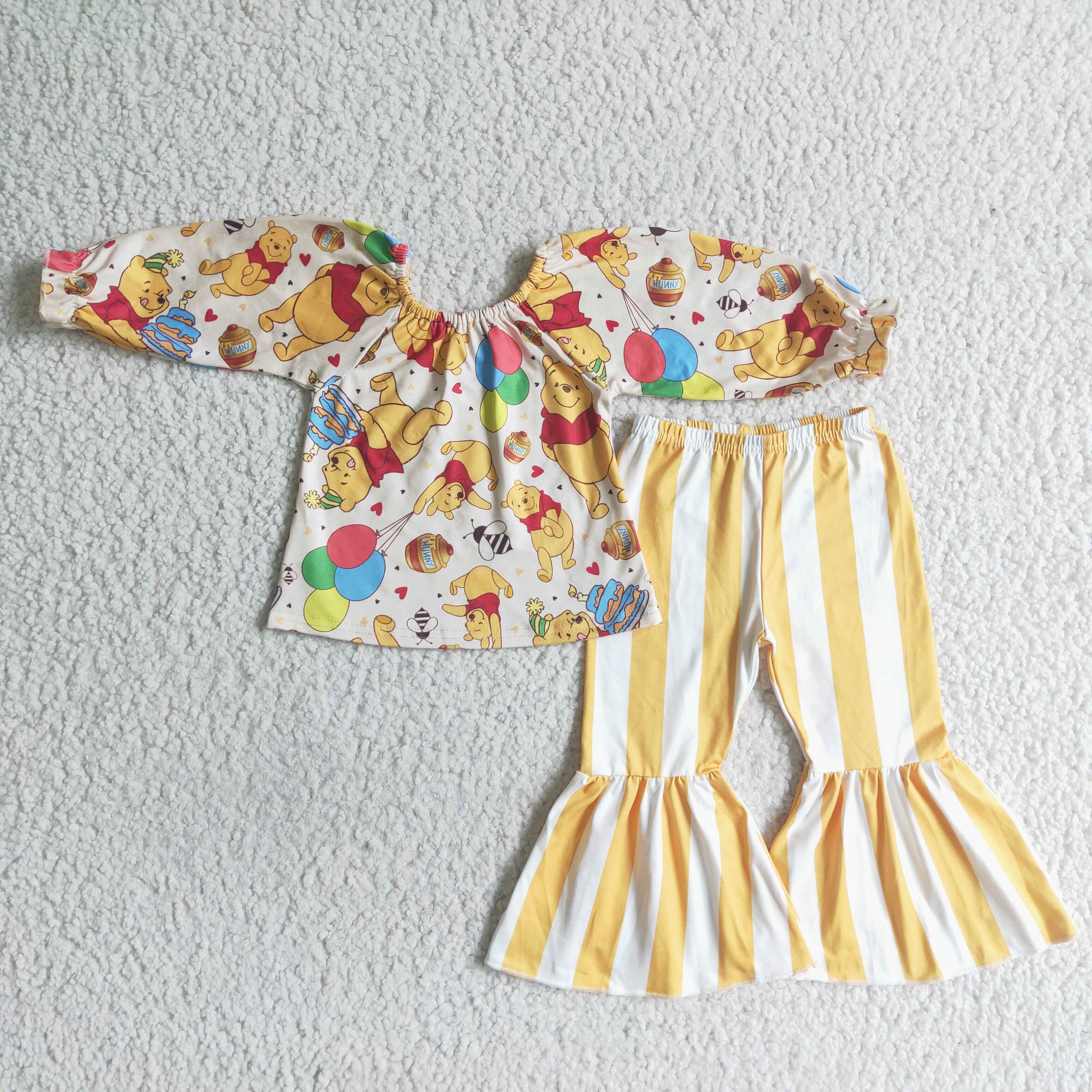 GLP0030 yellow cartoon girl long sleeve set