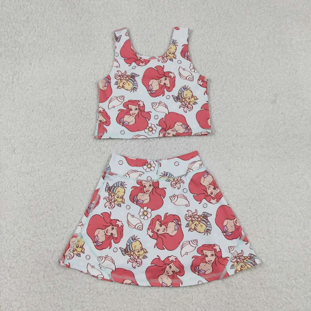 GSD3231 RTS Cartoon girl yoga sleeveless skirt