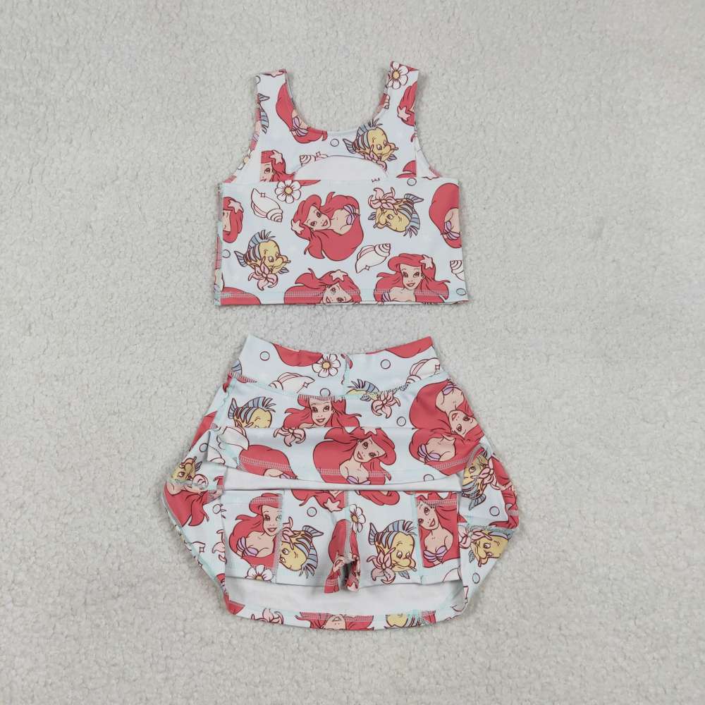GSD3231 RTS Cartoon girl yoga sleeveless skirt