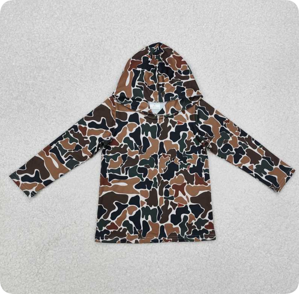 X1.1  BT0921 Camouflage beige hooded long-sleeved top