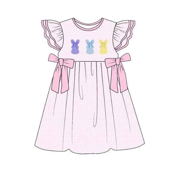 X1.2 Baby Girls Pink Bows Hearts Checked Valentines Knee Length Dresses ...