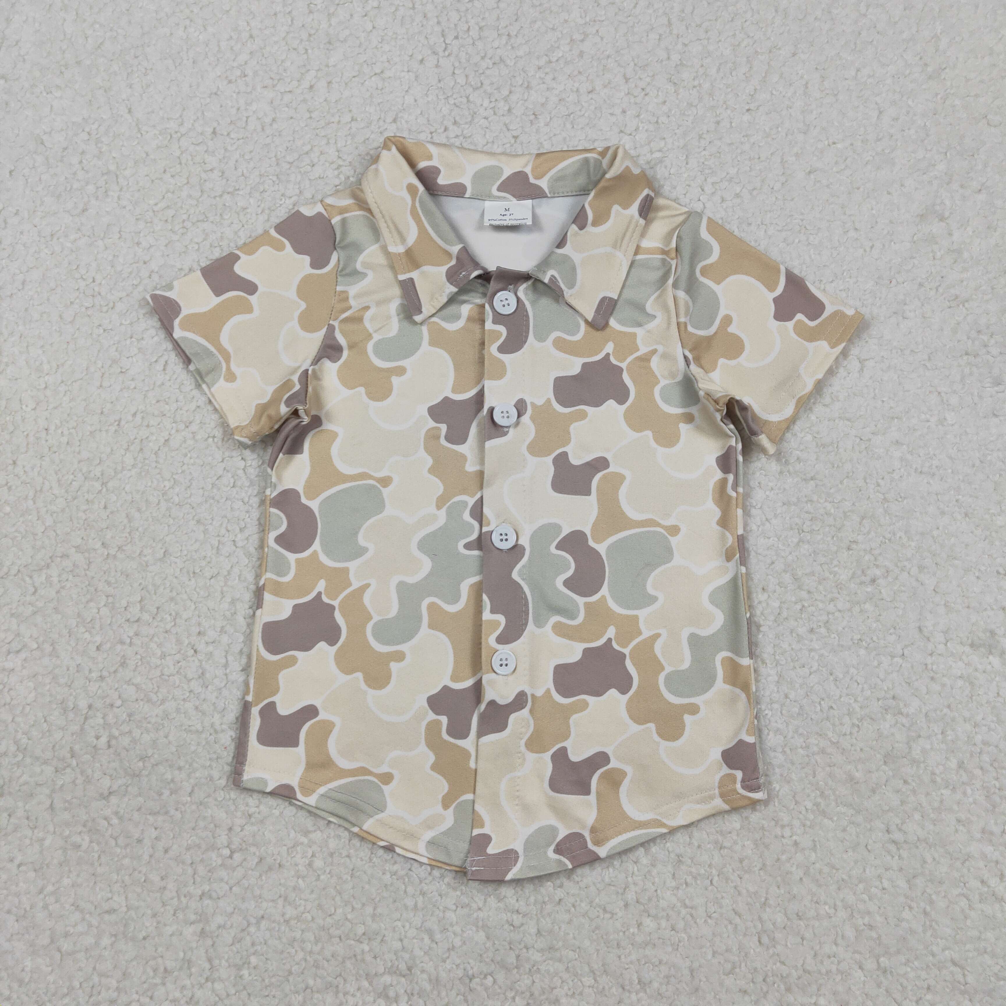 BT1566  RTS CAMO short sleeve boy button T-shirt