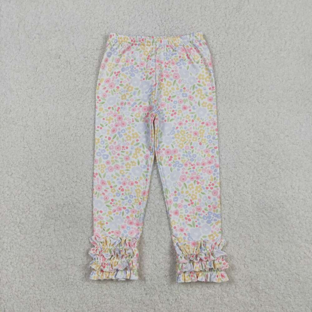 P1005 girl long small flowers pants