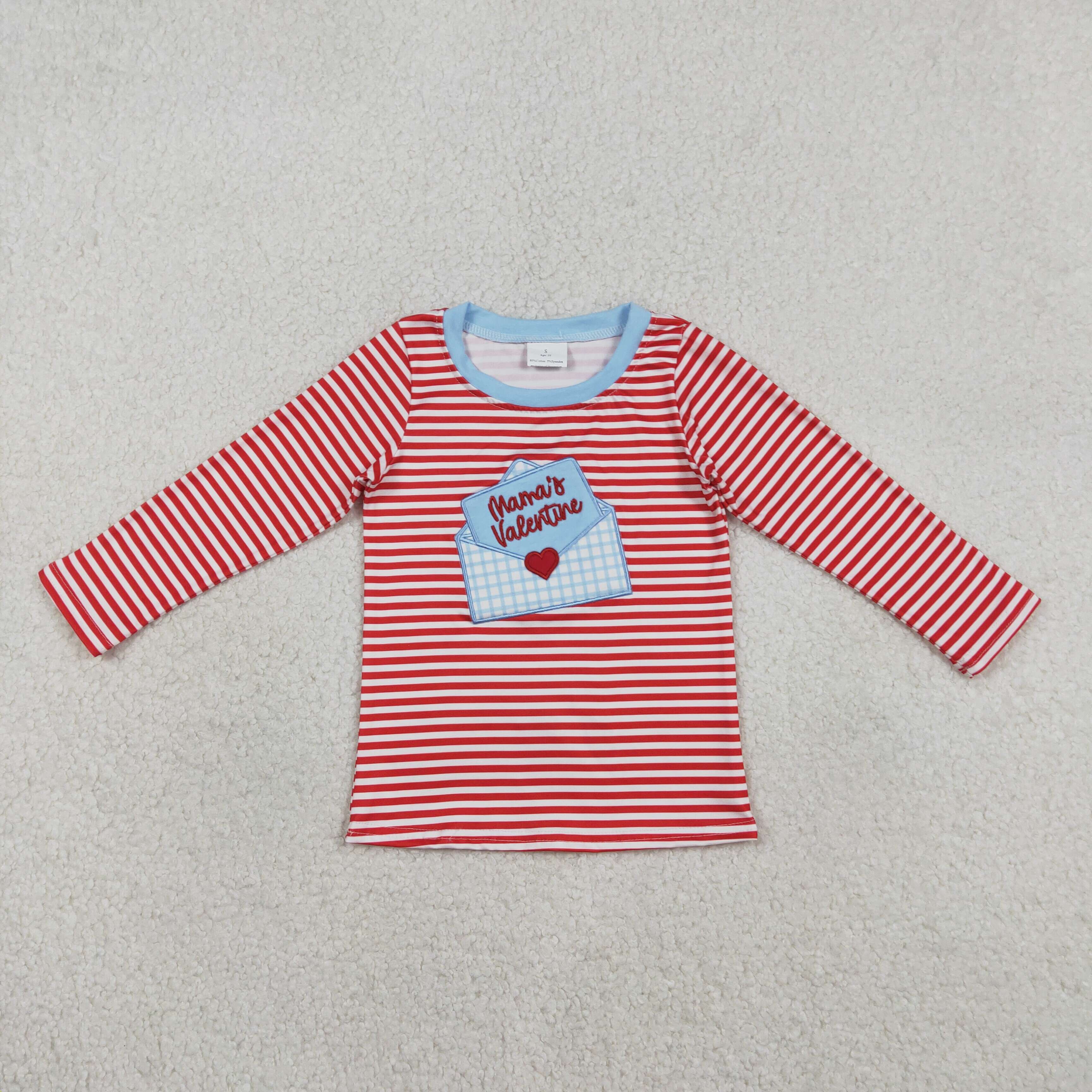 BT1574 Red stripe mama's valentine long sleeve top