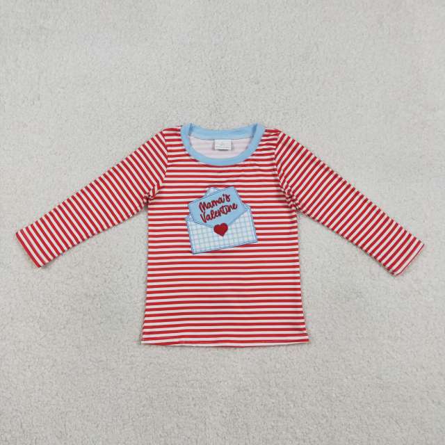 BT1574 Red stripe mama's valentine long sleeve top