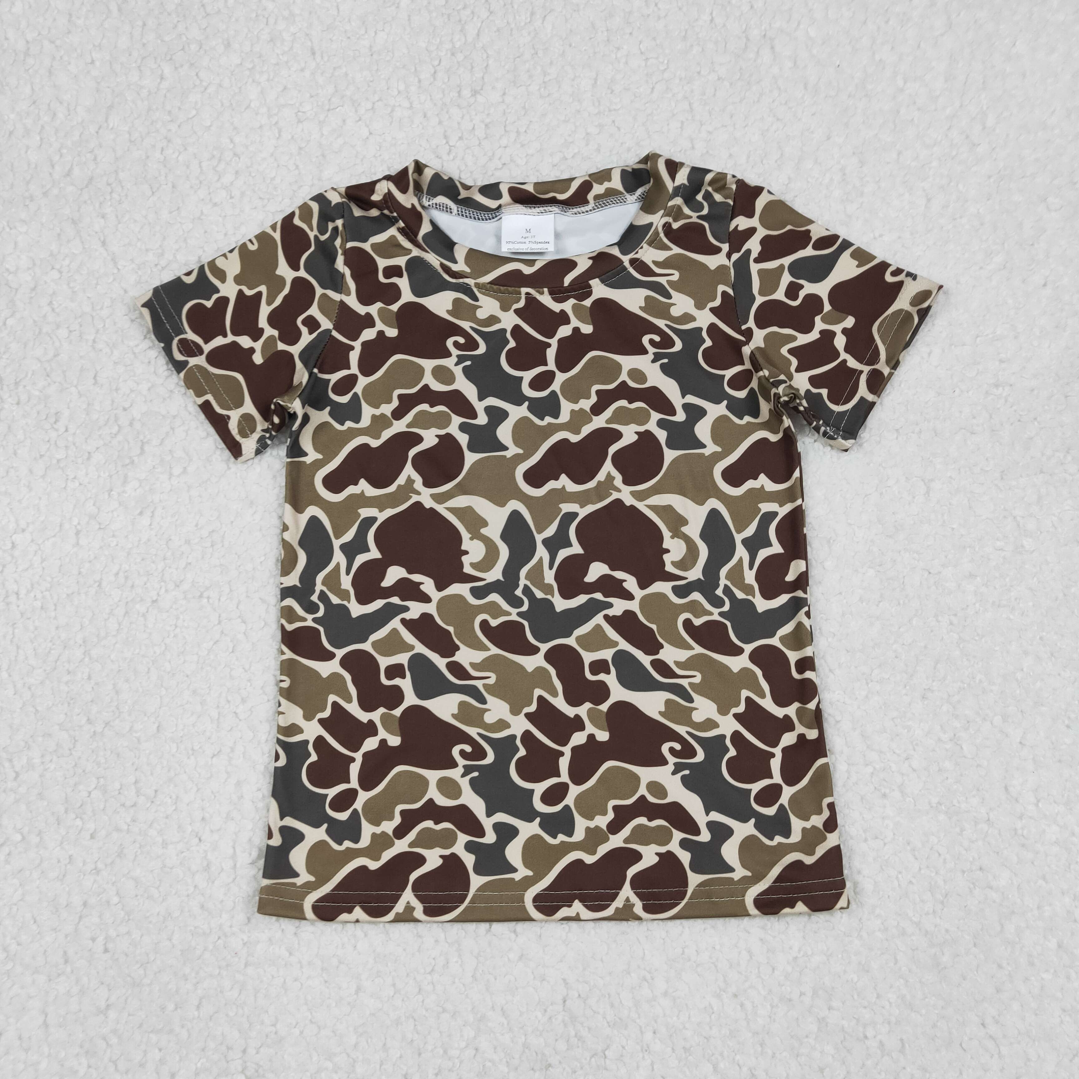 BT1648 Brown green camo short sleeve boy t-shirt