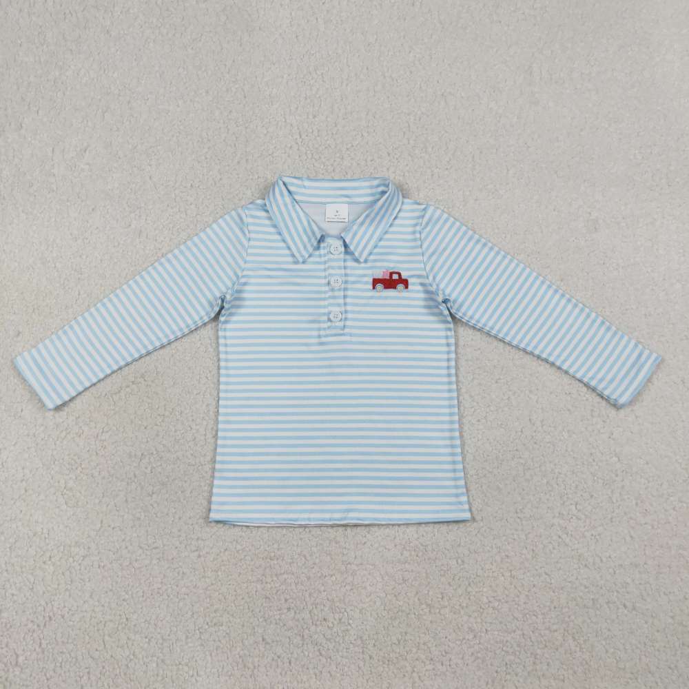 BT1573 RTS Blue stripe valentine's cars embroidery cars