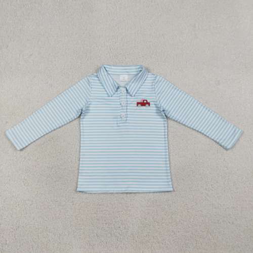 BT1573 RTS Blue stripe valentine's cars embroidery cars
