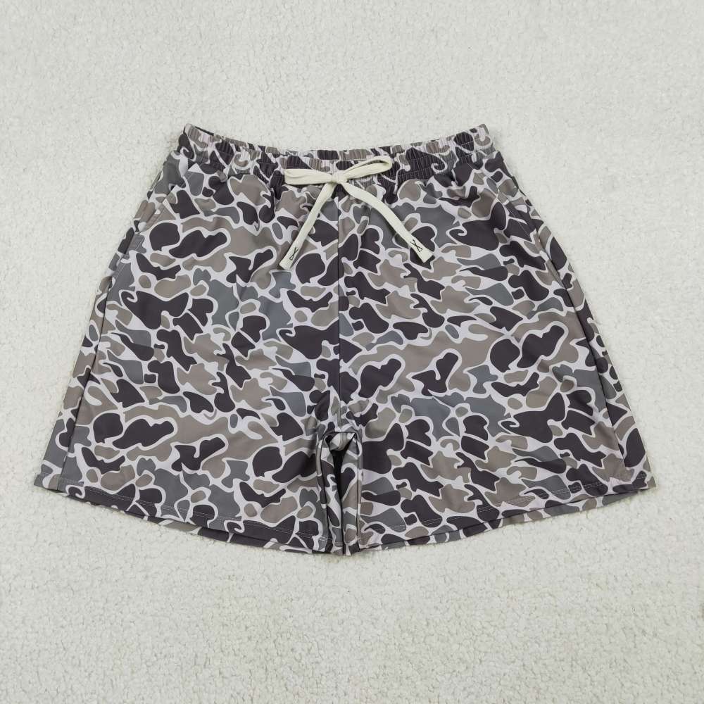 S0323 Adult men brown camo swim shorts