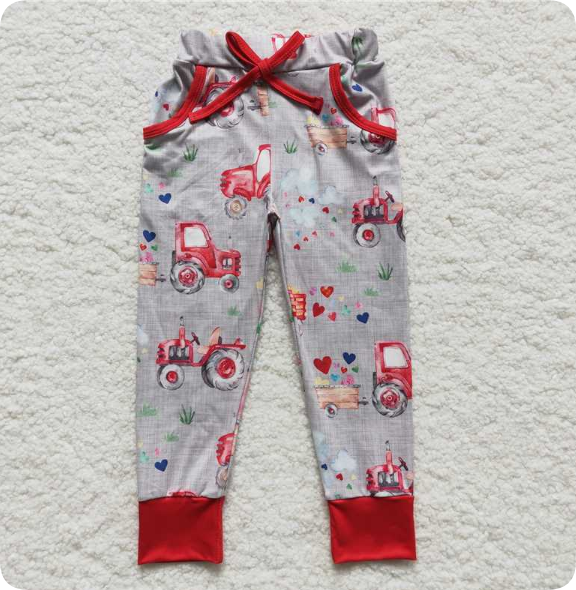 P0036 Valentine's Day Heart-Shaped Tractor-Style Lace-Up Pocket Pants