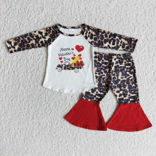 6 C11-28 Happy Valentine's heart leopard print long sleeve outfits
