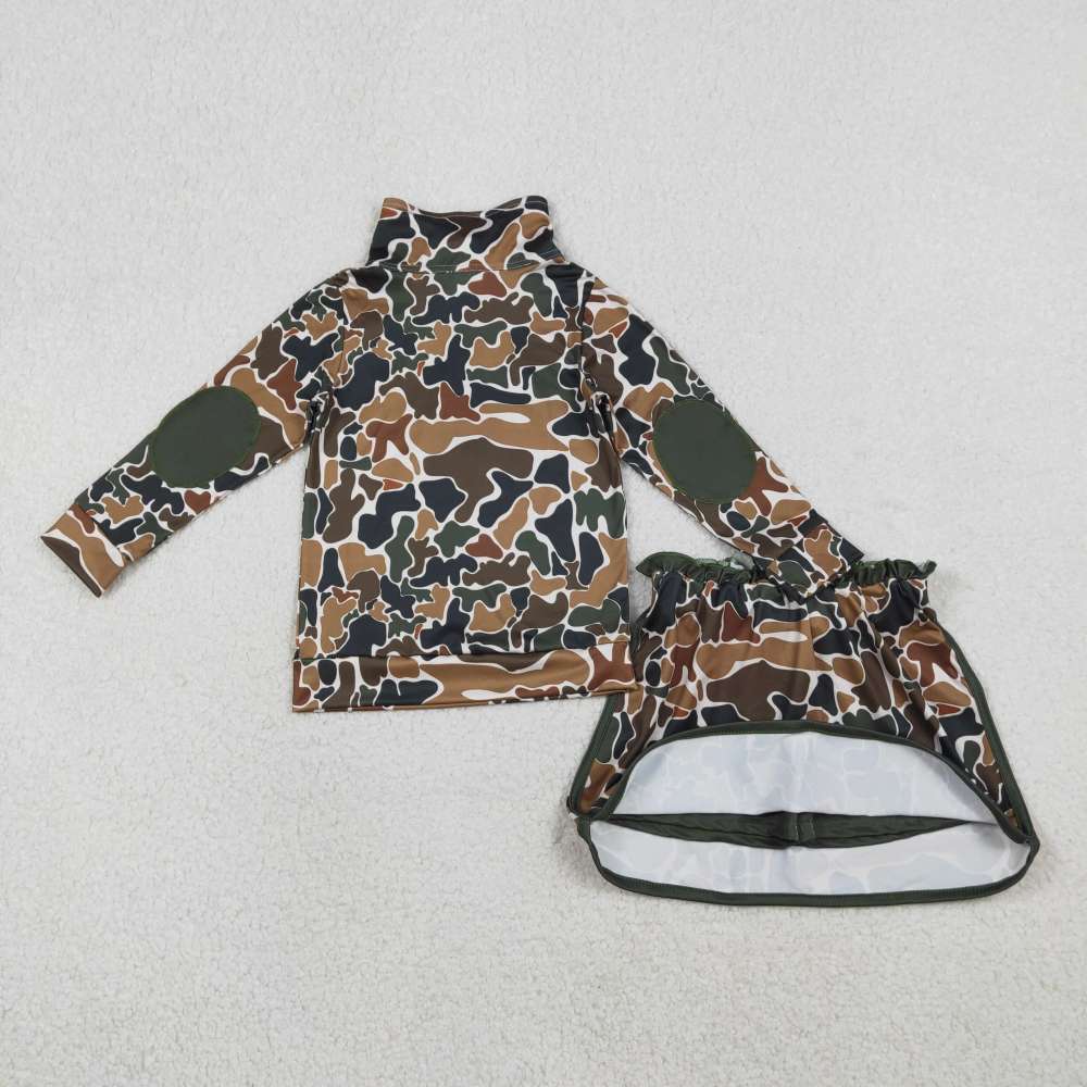 GLD1547  RTS brown camo girl pullover skirt