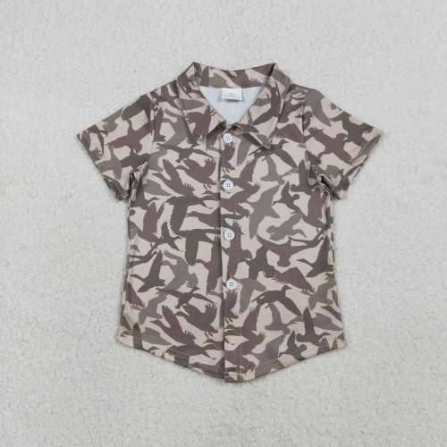 BT1562 Brown duck print  short sleeve T-shirt