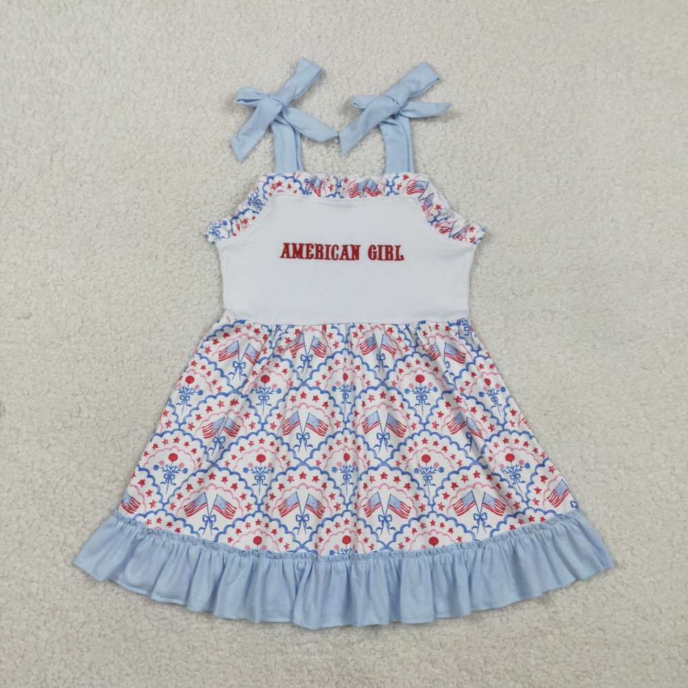 GSD3239  4TH OF JULY american girl embroidery  dress