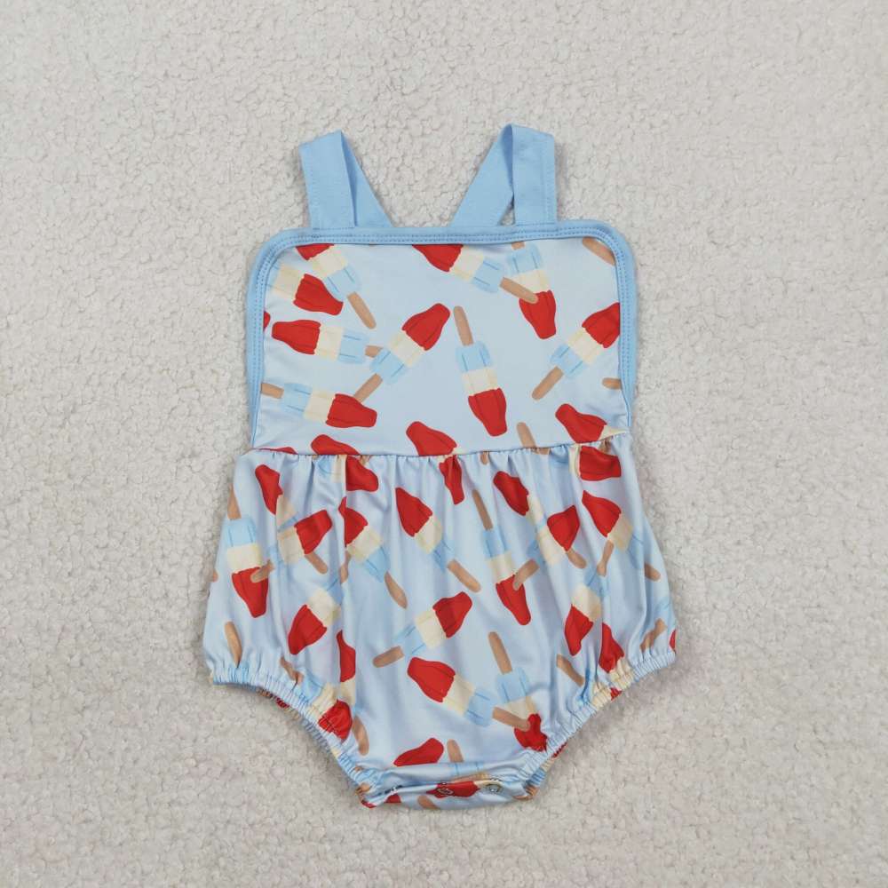SR3923  RTS Blue Red blue popsicle sleeveless baby romper