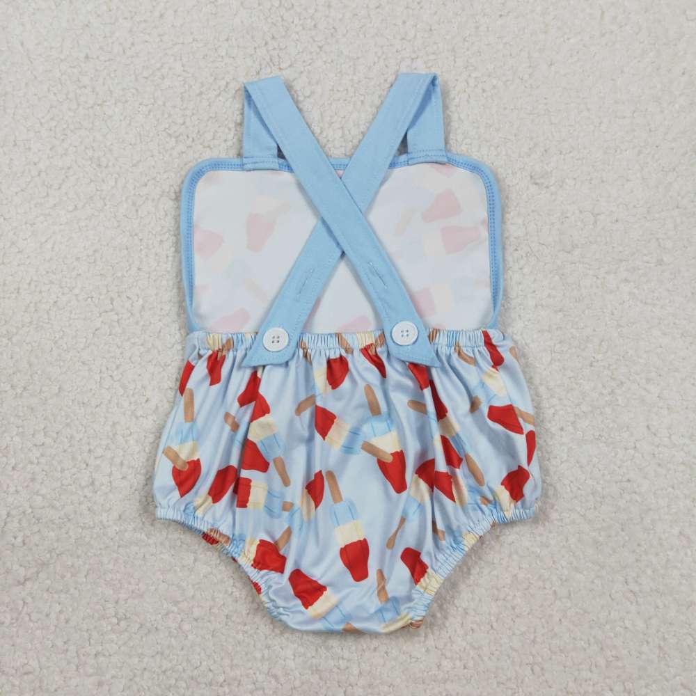 SR3923  RTS Blue Red blue popsicle sleeveless baby romper