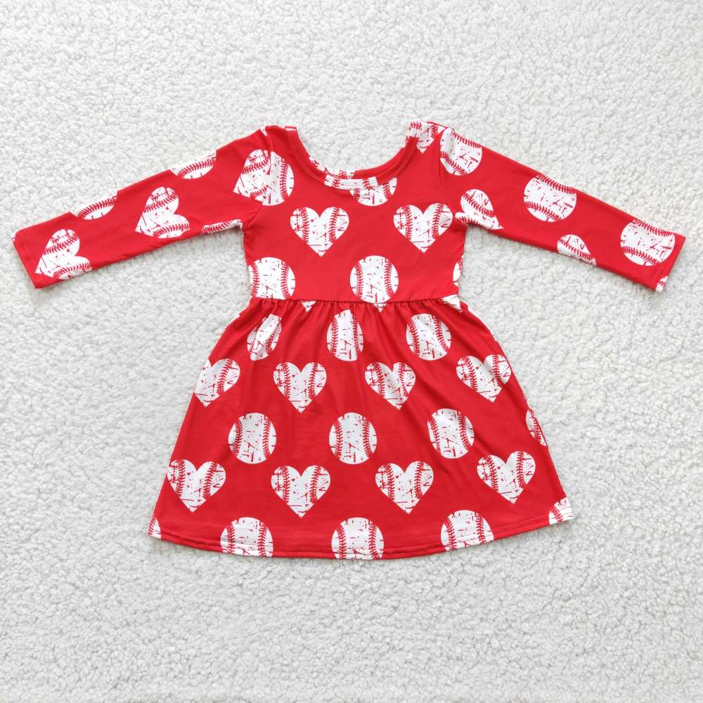 GLD0488 Red baseball long sleeve dress
