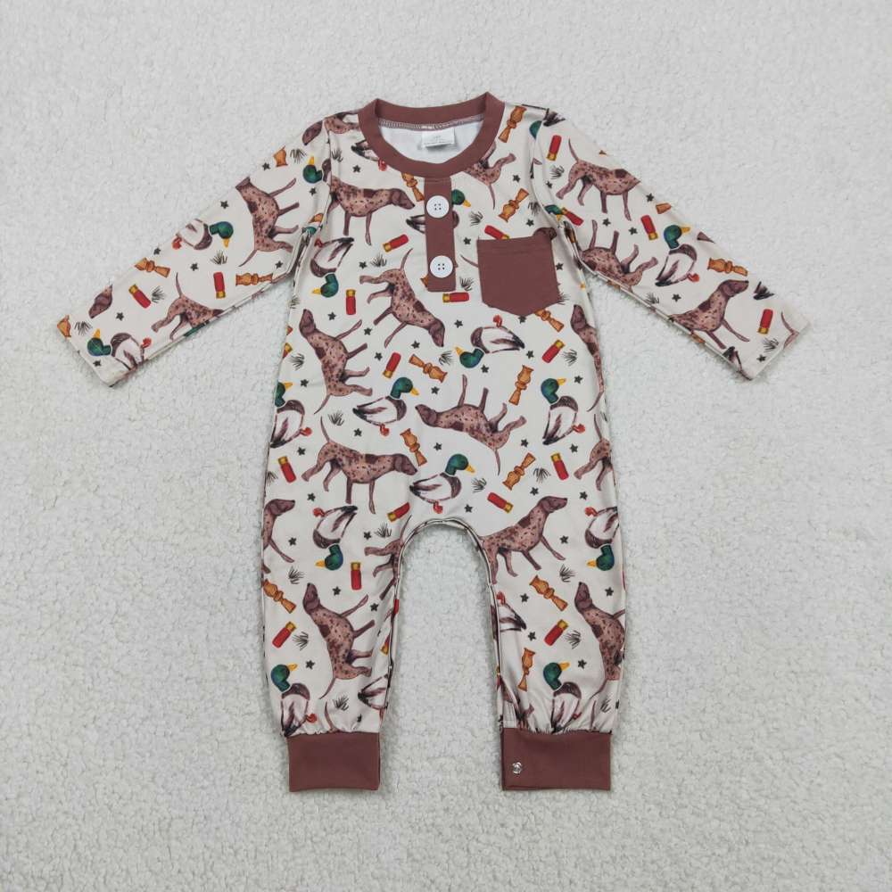 LR2576  RTS Duck puppy baby boy romper