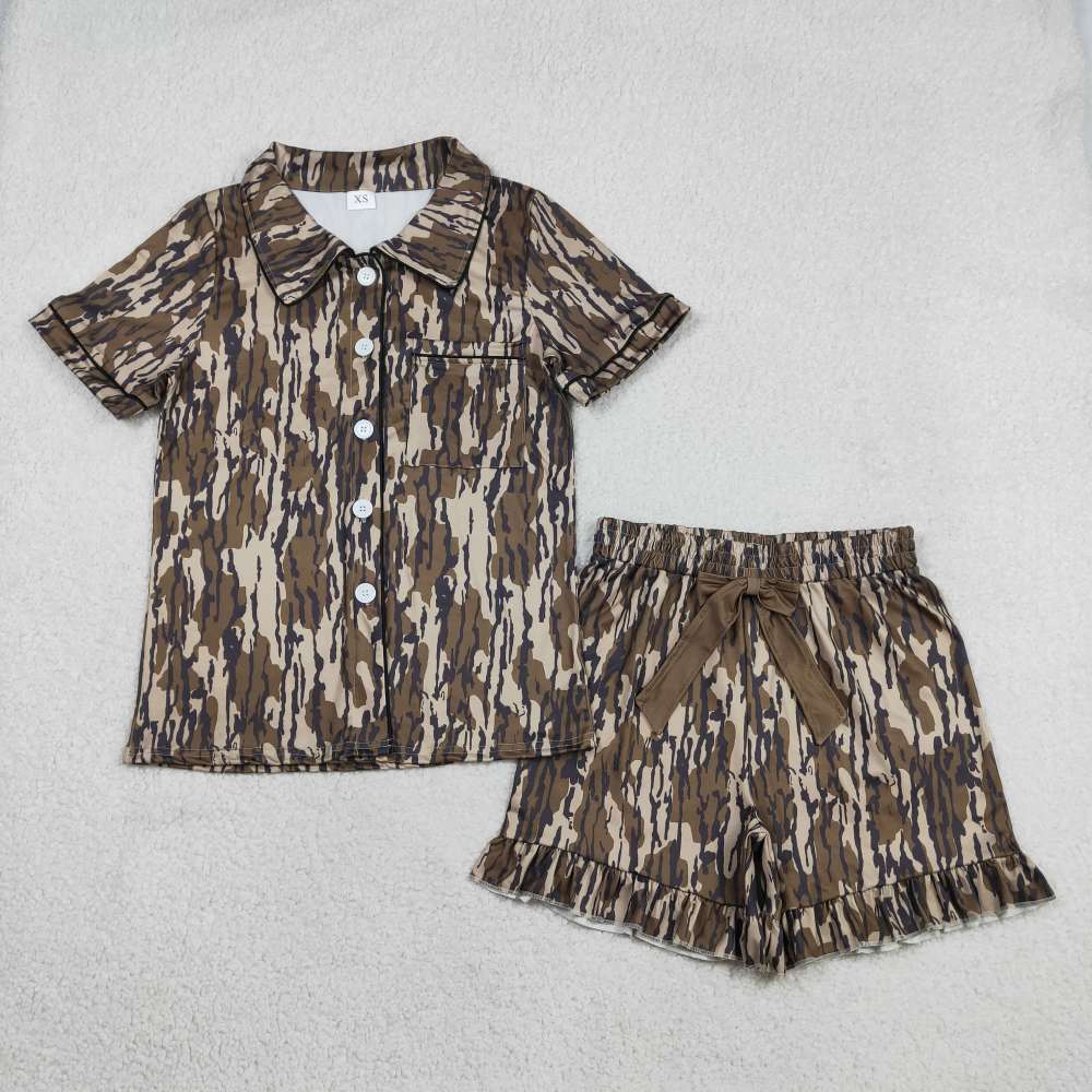 GSSO3136  Adult Women olive camo Green short sleeve pajamas