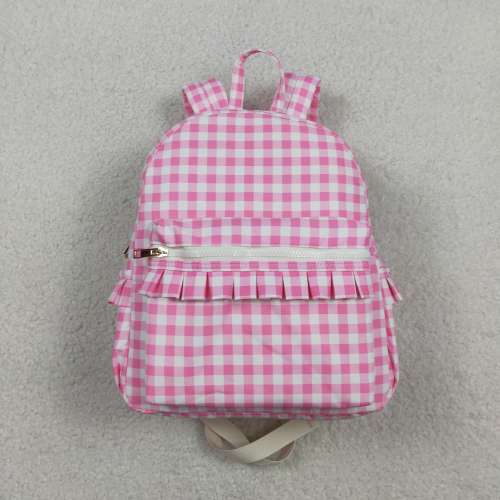 BA0086 Pink plaid print kids backpack