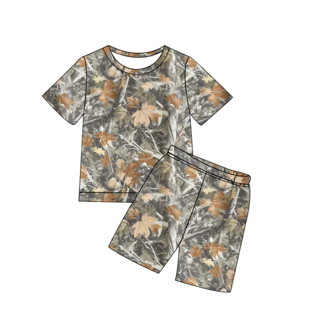 Baby Boys Southern Leaves Camo Top Shorts Hunting Pajamas Clothes Sets Preorder