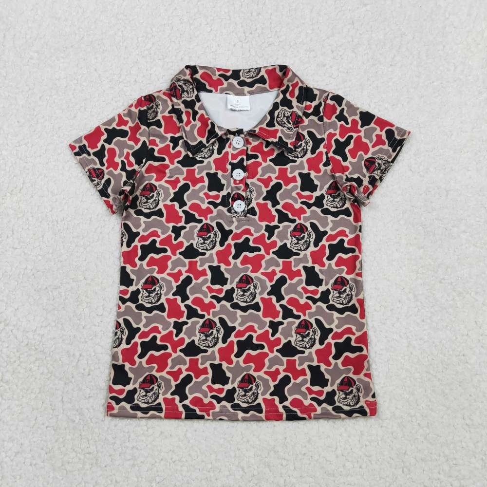 BT1699 RTS red black camo team short sleeve boy T-shirt