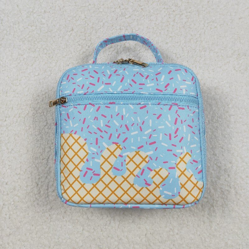 BA0296 US Warhouse Blue ice scream drip kids zipper lunch box