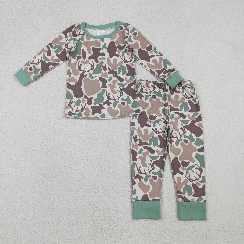 US Warhouse BLP1232  RTS Deer  leopard  boy long  sleeve pajamas