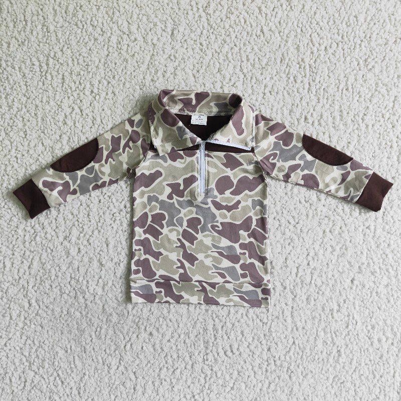 US Warhouse RTS BT0029  camo green long sleeve boy pullover