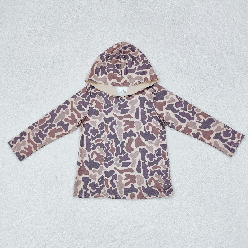 US Warhouse RTS BT0739 Brown camo hoodie long sleeve boy pullover