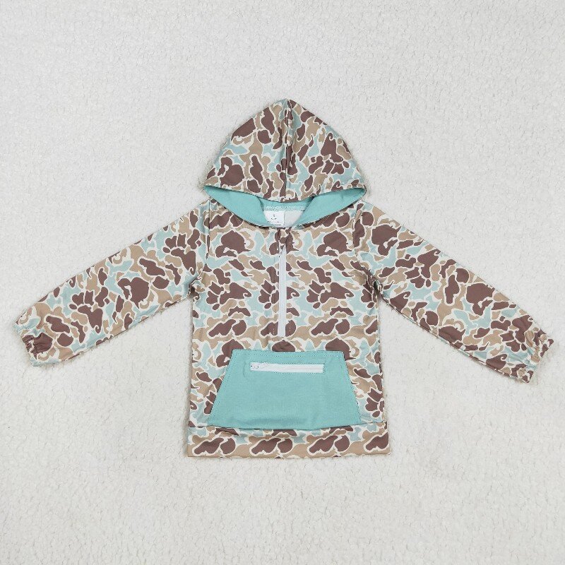 US Warhouse RTS BT0751  Brown camo hoodie long sleeve boy pullover