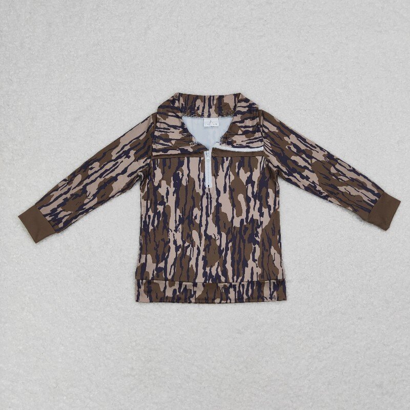 US Warhouse RTS BT0811 Olive camo long sleeve boy zipper  pullover