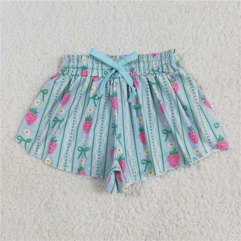 SS0580 baby girl strawberry bows print summer shorts