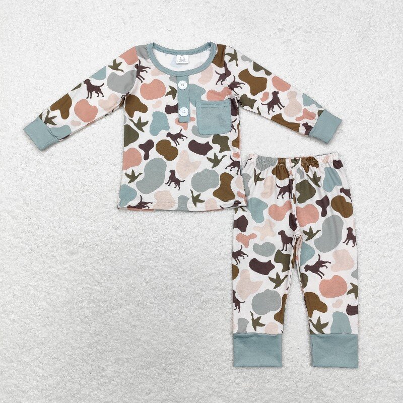 US Warhouse BLP0669  RTS CAMO Puppy duck boy long  sleeve pajamas