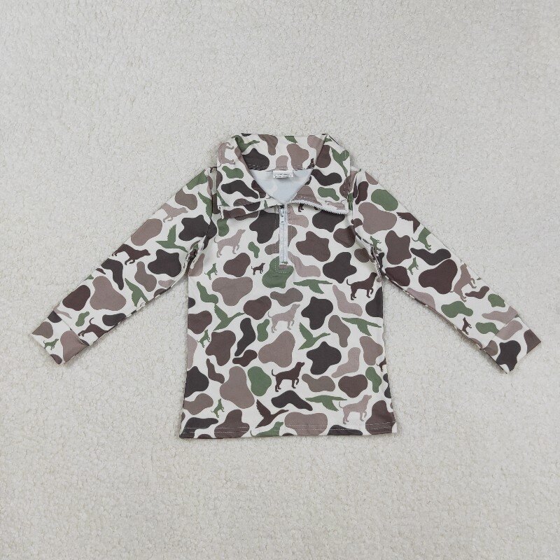 US Warhouse RTS BT0955  camo Duck puppy long sleeve boy zipper t-shirt