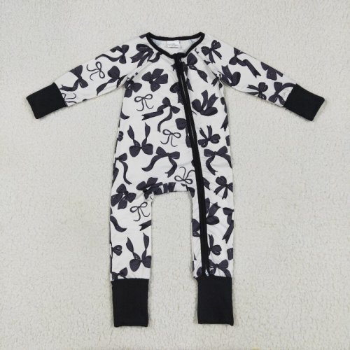 US Warhouse LR2253 RTS Black bows girl Long sleeve romper