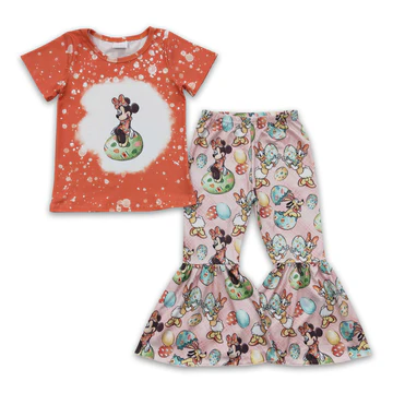 GSPO0425 CARTOON print easter bunny orange girl outfits