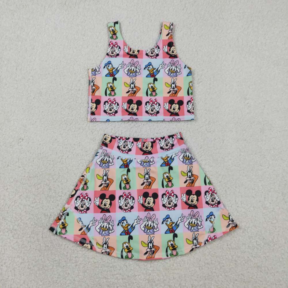 GSD2333 RTS Cartoon print girl sleeveless yoga dress
