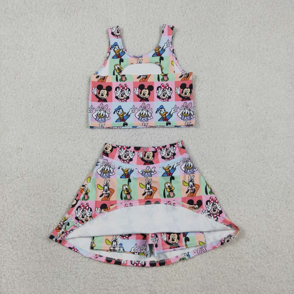 GSD2333 RTS Cartoon print girl sleeveless yoga dress