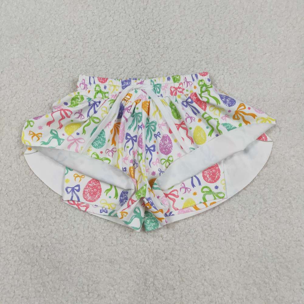 SS0822 Colorful easter bows egg flowers prints girl yoga  shorts