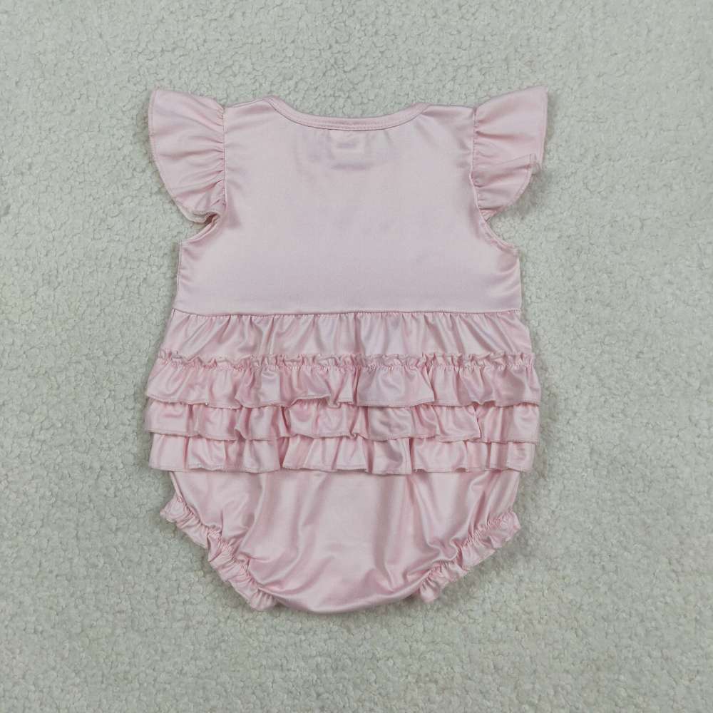 SR3825  PINK I'm litterly a girl flying sleeve Romper